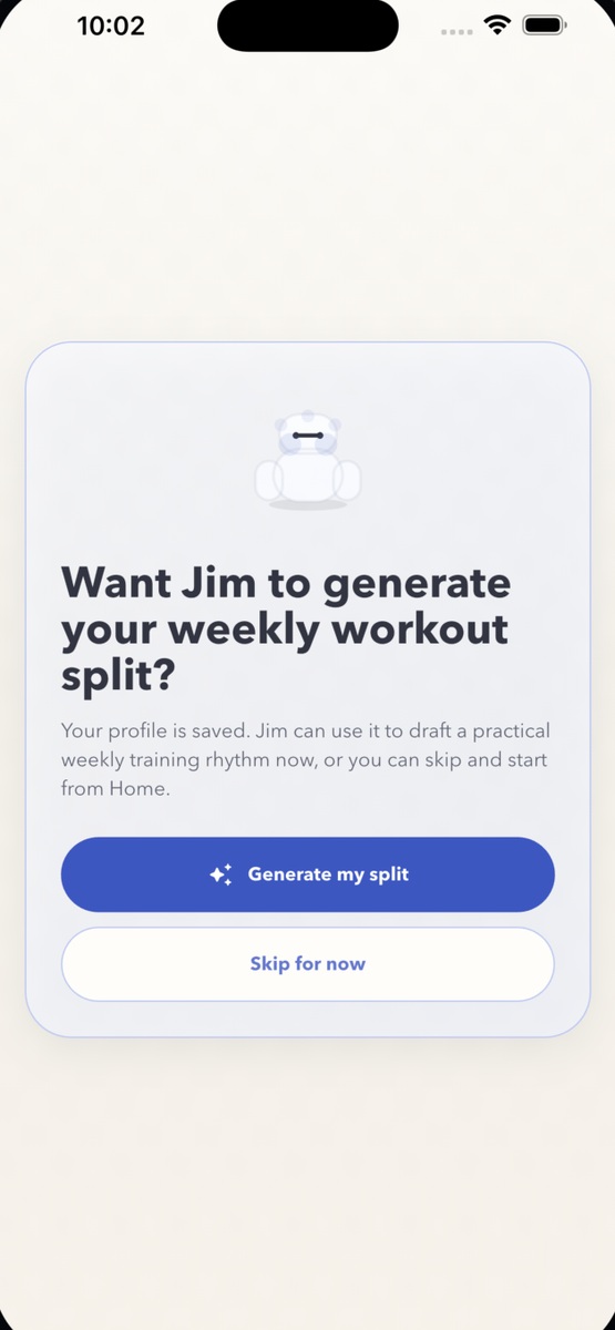 JimBro weekly split generation screen